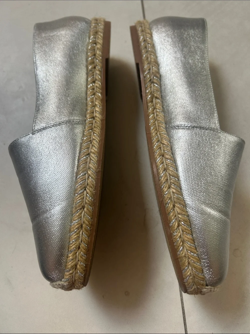 Stuart Weitzman Metallic Silver Leather Loafers